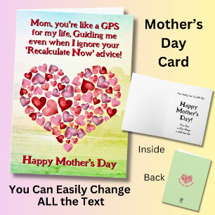 Tarjeta Cambiar texto, mamá, eres como un GPS de por vida