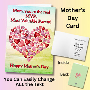 Tarjeta Cambiar texto, mamá, eres el verdadero MVP