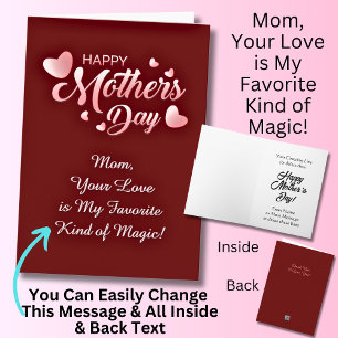 Tarjeta Cambiar texto, mamá, tu amor es mi magia favorita