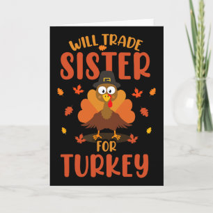 Tarjeta Cambiaré Hermana Por Pavo Otoño Familia Día de Acc