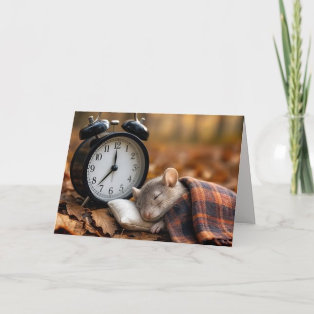 Tarjeta Cambio de hora de cumpleaños con ratón (Anverso)