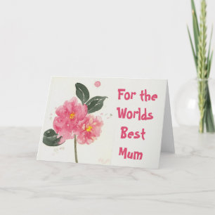 Tarjeta Camelia Rosa Acuarela Día de la Madre