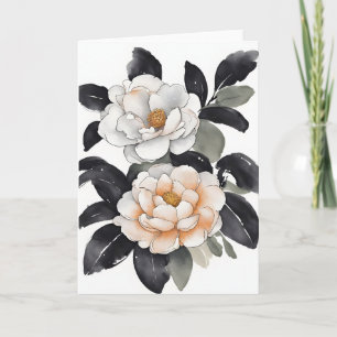 Tarjeta Camellia - Flores de acuarela