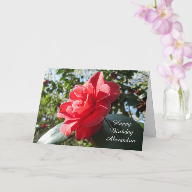 Tarjeta Camellia Roja Radiante - Cumpleaños Personalizado (Orquídea)