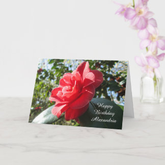 Tarjeta Camellia Roja Radiante - Cumpleaños Personalizado