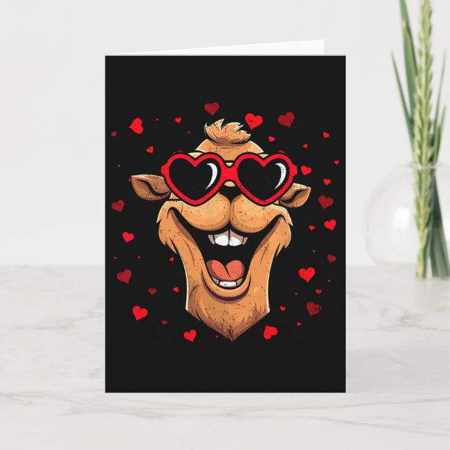 Tarjeta Camello San Valentín Sungles Corazón Cute Amantes  (Anverso)