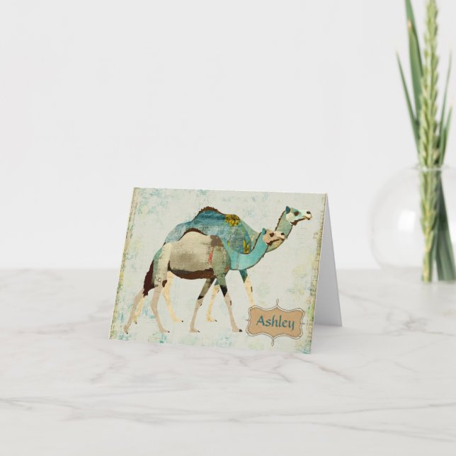 Tarjeta Camellos azules soñadores Notecard (Anverso)