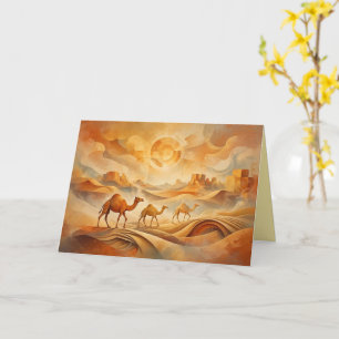 Tarjeta Camellos del Amanecer del Desierto Arenas Cambiant