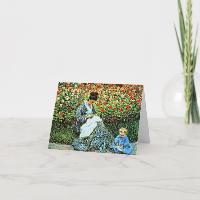Tarjeta Camille Monet e niño en el jardín del artista (Anverso)