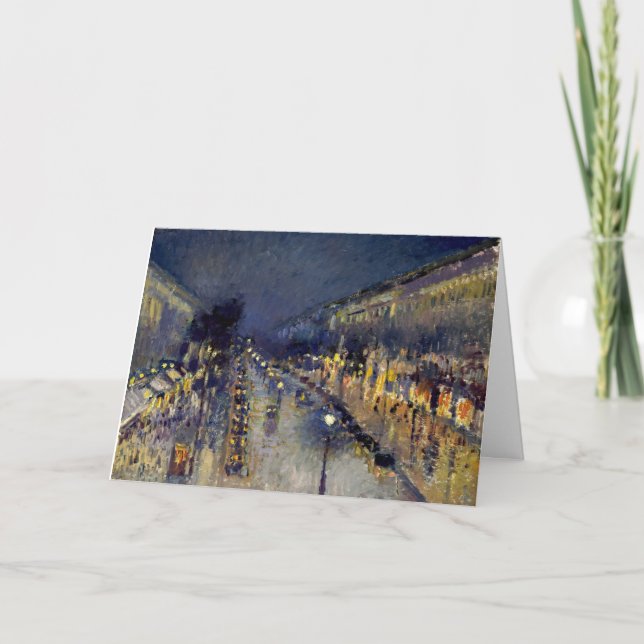 Tarjeta Camille Pissarro - Boulevard Montmartre de noche (Anverso)
