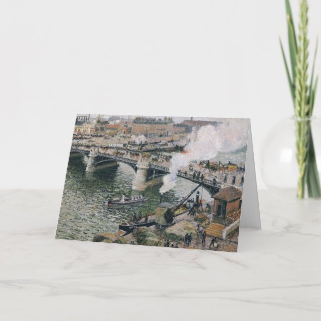 Tarjeta Camille Pissarro Pont Boieldieu en la pintura de R (Anverso)