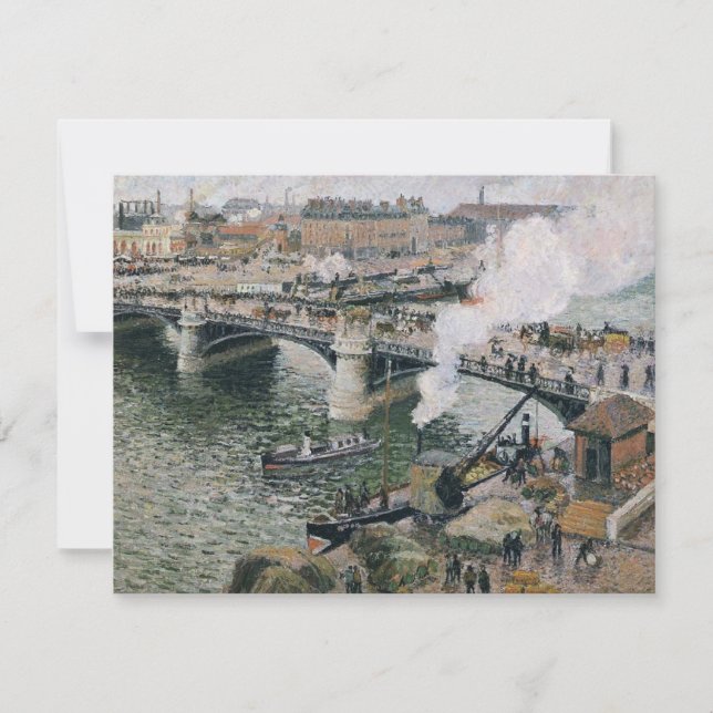 Tarjeta Camille Pissarro Pont Boieldieu en la pintura de R (Anverso)