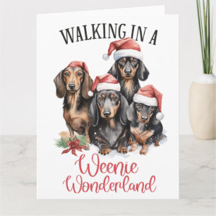 Tarjeta Caminando En Un Navidad De Perros Weenie Wonderlan
