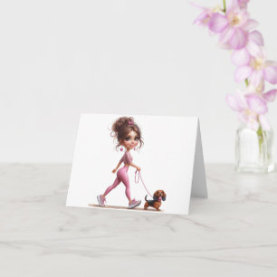 Tarjeta Caminando por mi Dachshund