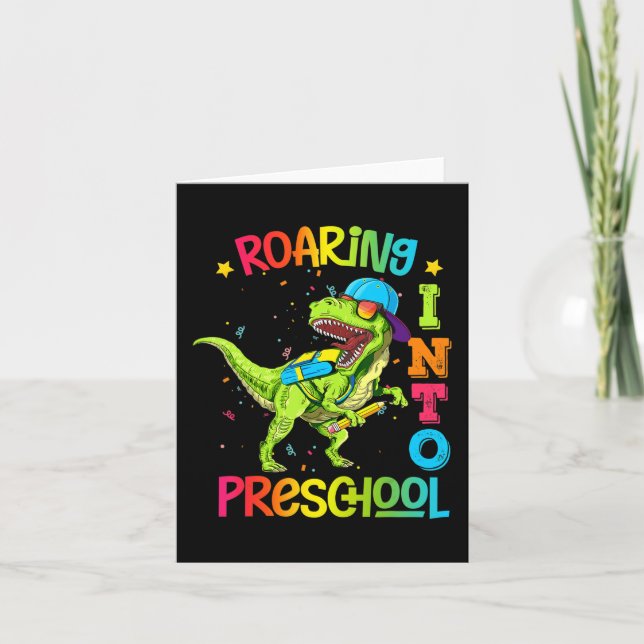 Tarjeta Camino al profesor de dinosaurio preescolar preesc (Anverso)