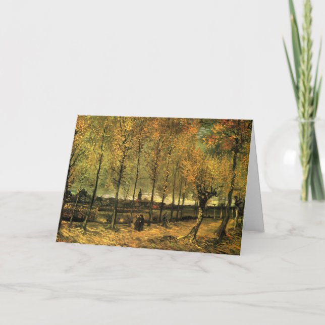 Tarjeta Camino con álamos por Vincent van Gogh (Anverso)