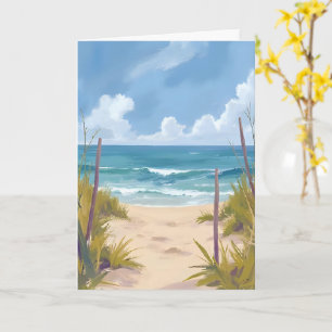Tarjeta Camino de la Playa Agua de Océano Pintura Coster