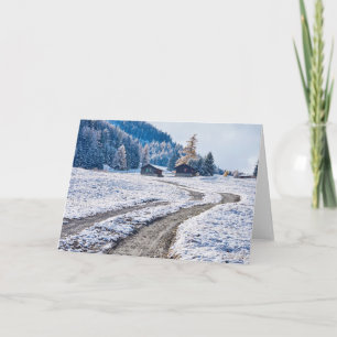 Tarjeta Camino de tierra en la tierra de la nieve,