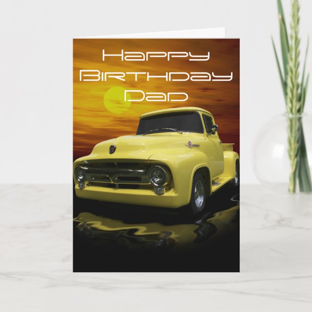 Tarjeta Camión amarillo antiguo pintado (Anverso)