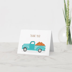 Tarjeta Camión azul de cosecha de otoño