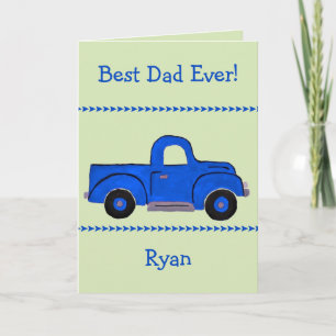 Tarjeta Camión azul vintage pintado a mano Cumpleaños Papá