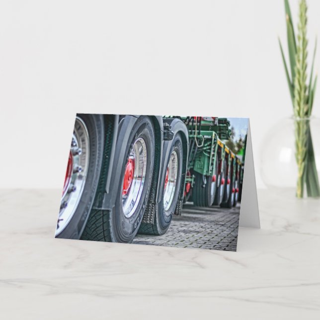 Tarjeta Camión camionero de 18 ruedas Cumpleaños (Anverso)