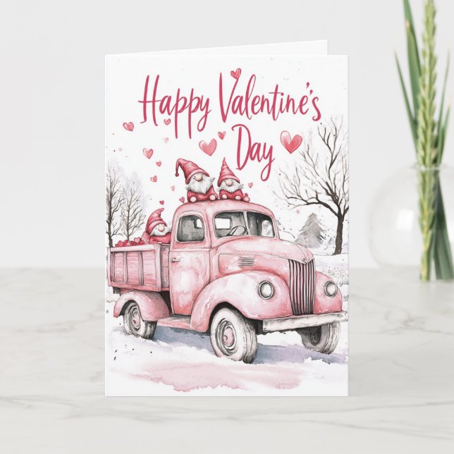 Tarjeta Camión de amor Feliz Día de San Valentín (Anverso)