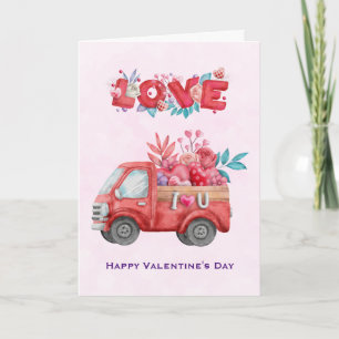 Tarjeta Camión de amor lindo que lleva gafas de San Valent