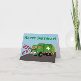 Tarjeta Camión de basura de cumpleaños