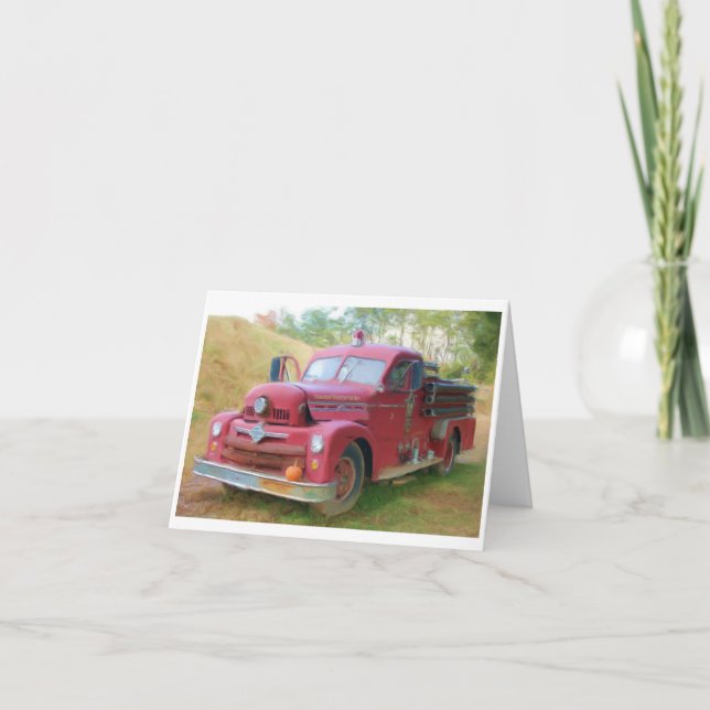 Tarjeta Camión de bomberos antiguo (Anverso)