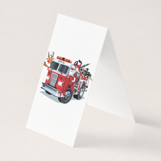 Tarjeta Camión de bomberos de Navidades personalizados (Reverso)
