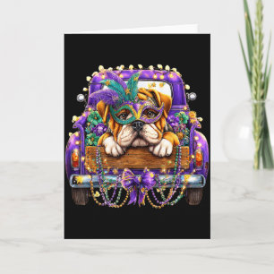 Tarjeta Camión de Bulldog Mardi Gras Nola Niños Niñas Lind