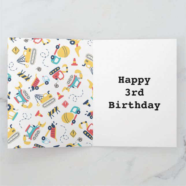 Tarjeta Camión de camiones amarillos de construcción 3er c (Interior)