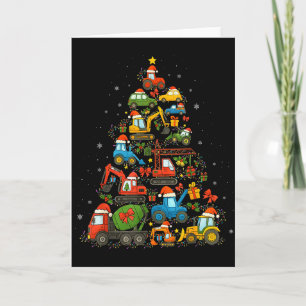 Tarjeta Camión de Construcción Árbol de Navidad Coches Nav