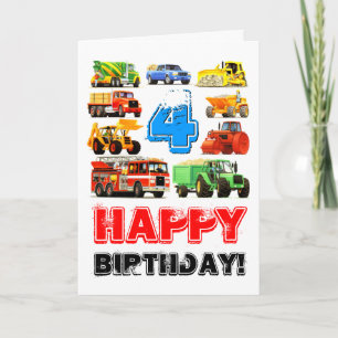 Tarjeta Camión de construcción de cuarto cumpleaños Person