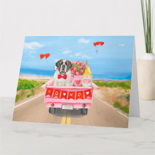 Tarjeta Camión de corazones del día de San Valentín con pe