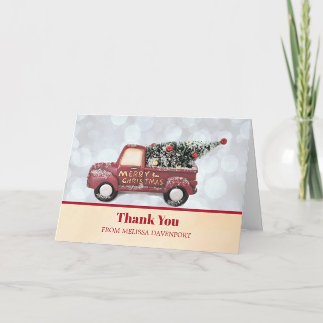 Tarjeta Camión de entrega de Navidad con árbol de Navidad  (Anverso)