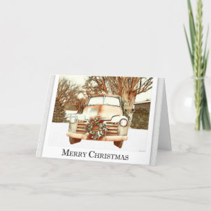 Tarjeta Camión de época - Feliz Navidad