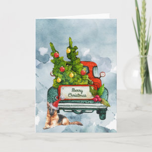 Tarjeta Camión de época y arte de la acuarela del pastor a