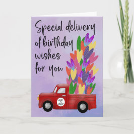 Tarjeta Camión de los corazones para la entrega de cumplea
