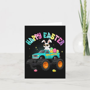 Tarjeta Camión de Monstruo de Conejo Cuto Feliz Pascua Par