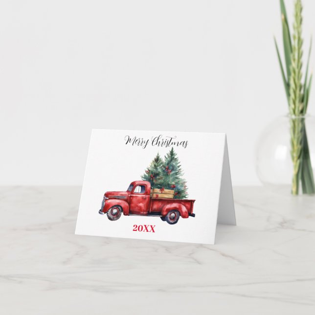 Tarjeta Camión de Navidad con árbol (Anverso)