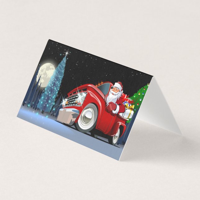 Tarjeta Camión de Navidad de dibujos animados (Anverso)