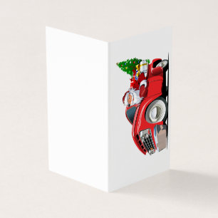 Tarjeta Camión de Navidad de dibujos animados con Santa
