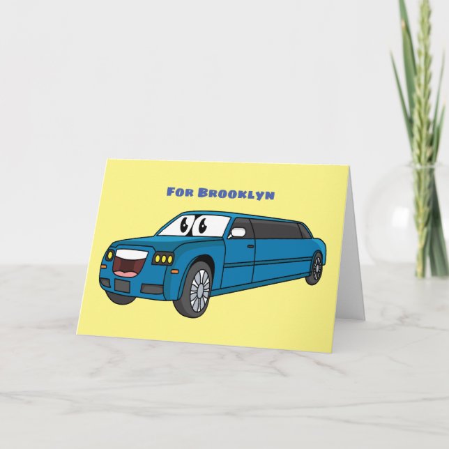 Tarjeta Camión de personalizado limusina azul muy feliz (Anverso)