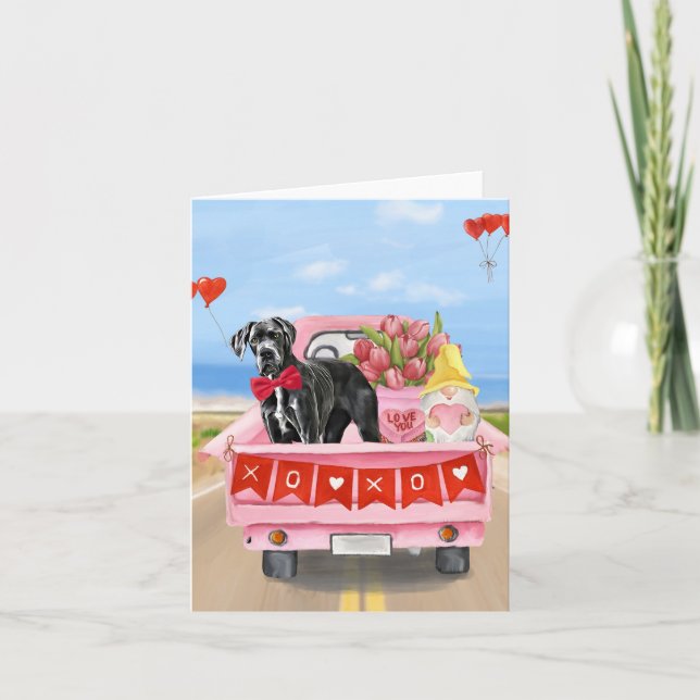 Tarjeta Camión de San Valentín para perros Gran Danés (Anverso)