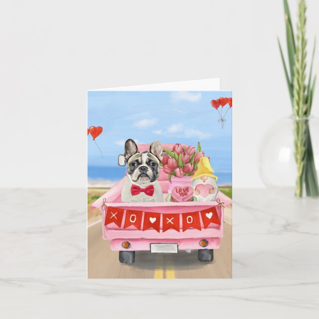 Tarjeta Camión del Día de San Valentín de Bulldog Francés (Anverso)