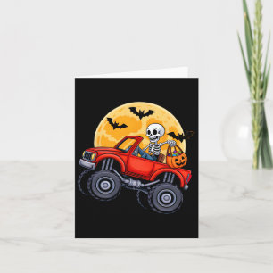 Tarjeta Camión Monstruo Esqueleto Divertido Halloween Niño