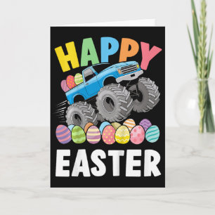Tarjeta Camión Monstruo Feliz Pascua Para Niños y Bebés