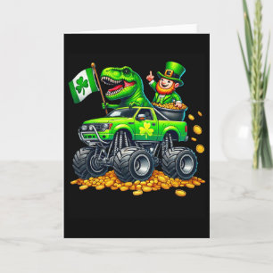 Tarjeta Camión Monstruo Niños T-rex Duende Día de San Patr